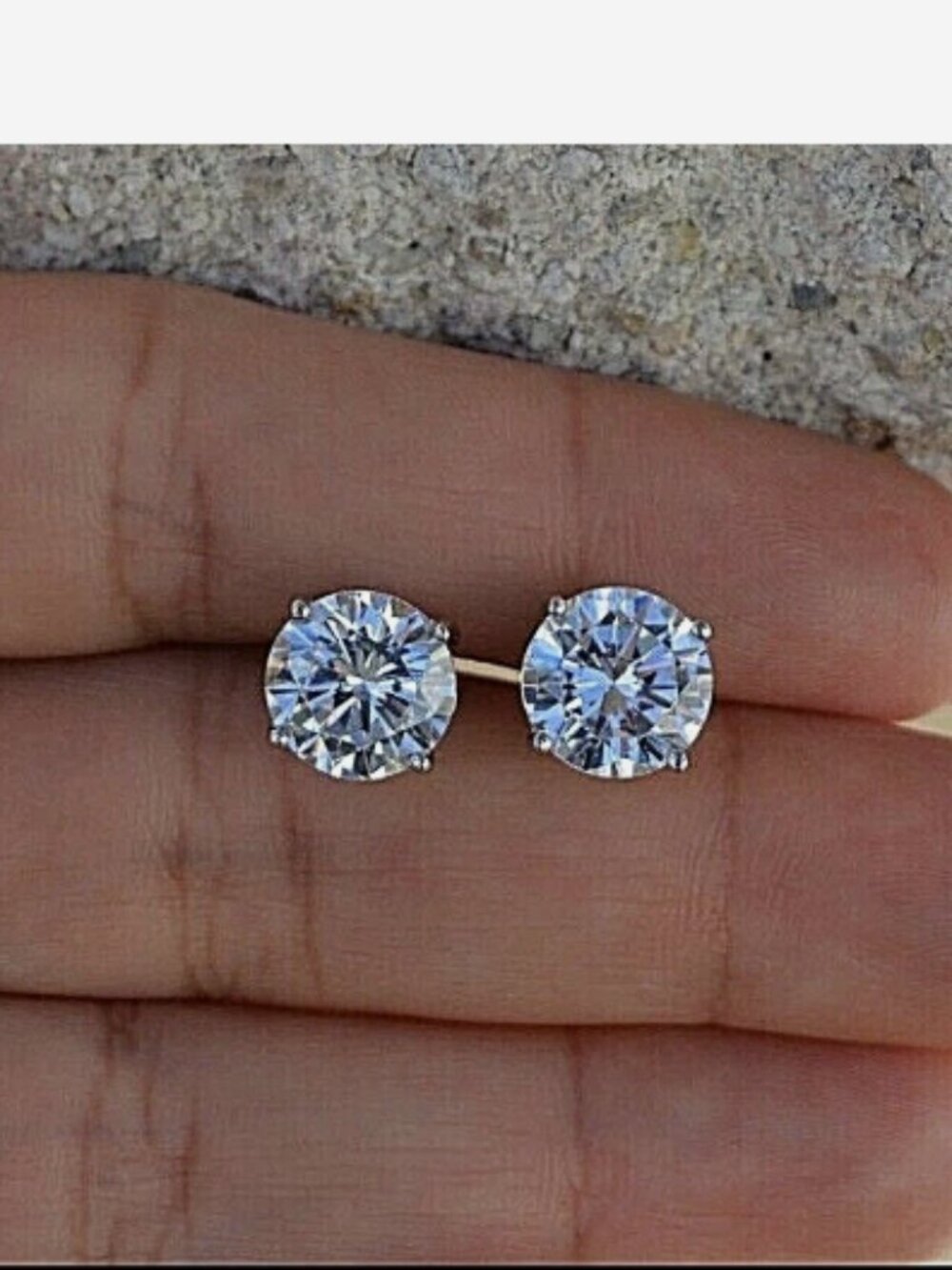 5 Carat Round White 14k Gold Lab Diamond Earrings